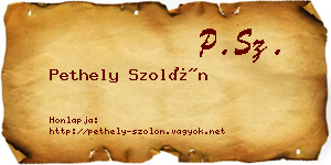 Pethely Szolón névjegykártya